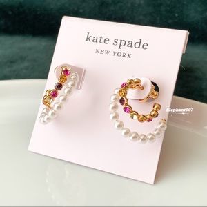 Kate Spade pearl crystal hoop earrings